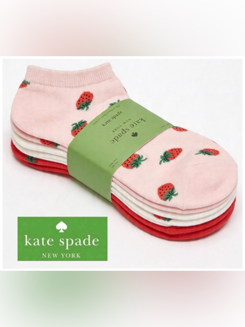 Kate Spade 3 Pack Strawberry Print Low Cut Socks.